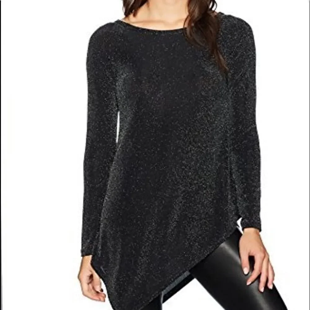 Karen Kane Sparkle Knit Angled Hem Top